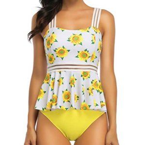 GEMAN Women's Retro High Waisted Bathing Suit Printed Two Pieces size XX-L NEW